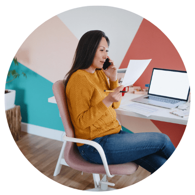 woman building virtual training from home office
